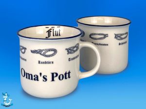 Knotenbecher rund 8,5cm "Oma's Pott"